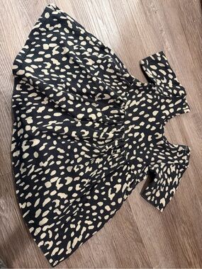 Black & Cream Animal Print Short Sleeve Dress- 18-24 months